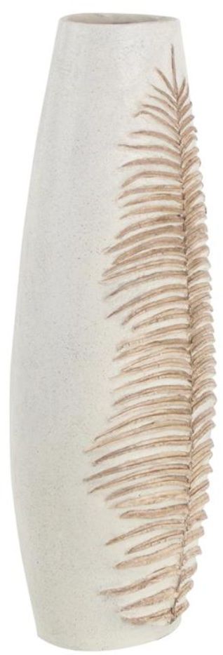 Deco Marche White 9" Polystone Leaf Vase-1