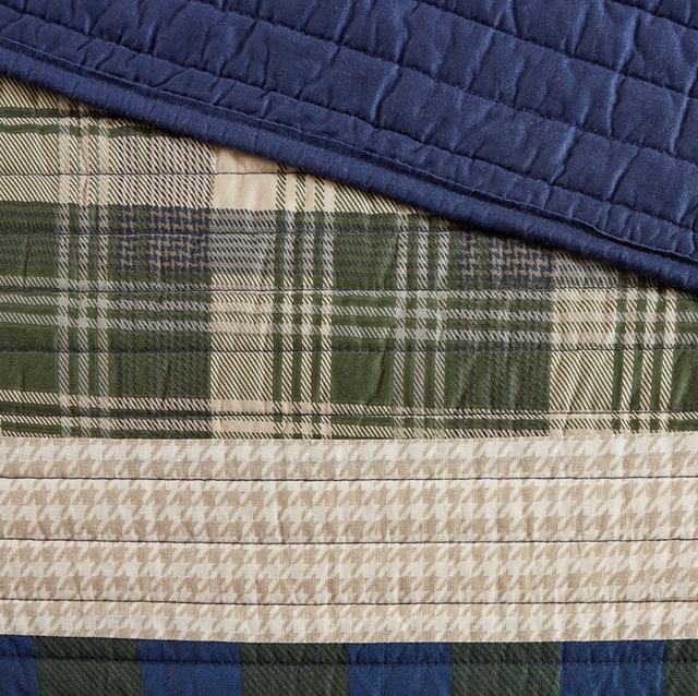 Olliix by Woolrich Spruce Hill Green King/California King Oversized Cotton Quilt Mini Set-4