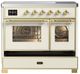 Ilve® Majestic III 40" Antique White Pro Style Induction Range with Triple Glass Door and Brass Trim-2