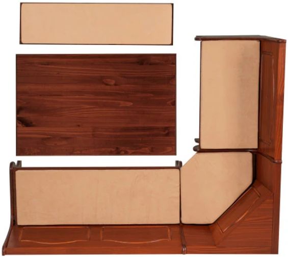 Linon Chelsea 3-Piece Beige/Walnut Nook Dining Set with Cushion-3