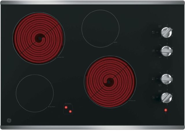 GE® 30" Stainless Steel on Black Electric Cooktop-2