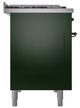 Ilve® Nostalgie II Noblesse 48'' Emerald Green Pro Style Dual Fuel Range with Burnished Trim-2