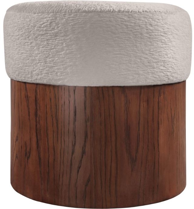 Meridian Furniture Nimes Beige/Walnut Velour Fur Ottoman-2