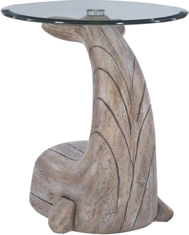 Powell® Wally The Whale Glass Top Side Table with Driftwood Base-3