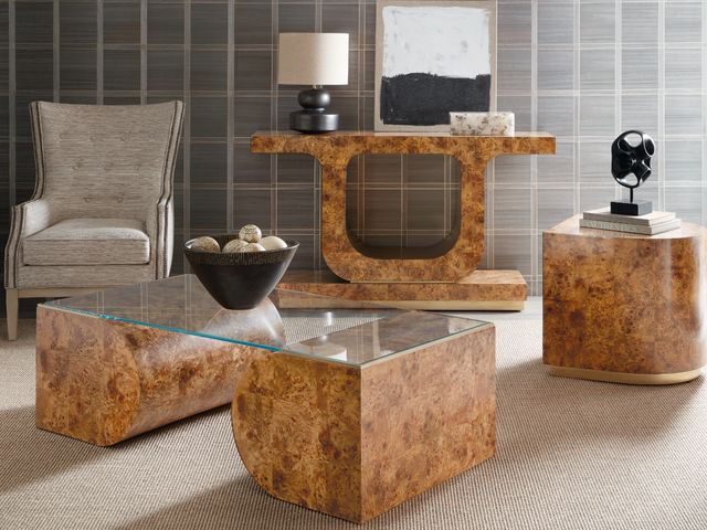 Hooker® Furniture Melange Burlesque Warm Golden Console Table with Gold Plynth  Base-1