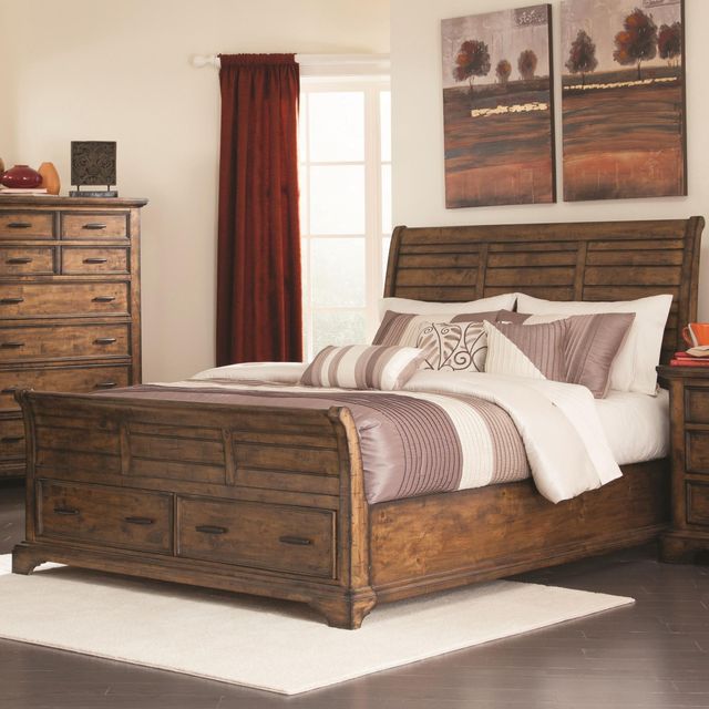 Coaster® Elk Grove 4-Piece Vintage Bourbon Queen Sleigh Storage Bedroom Set-1