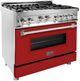 ZLINE 36" Stainless Steel/Red Matte Pro Style Gas Range-1