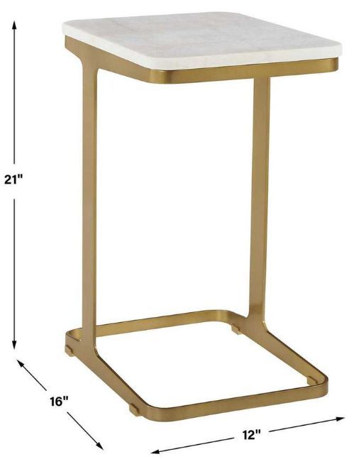 Uttermost® Tylan Brass/White Marble Accent Table-2
