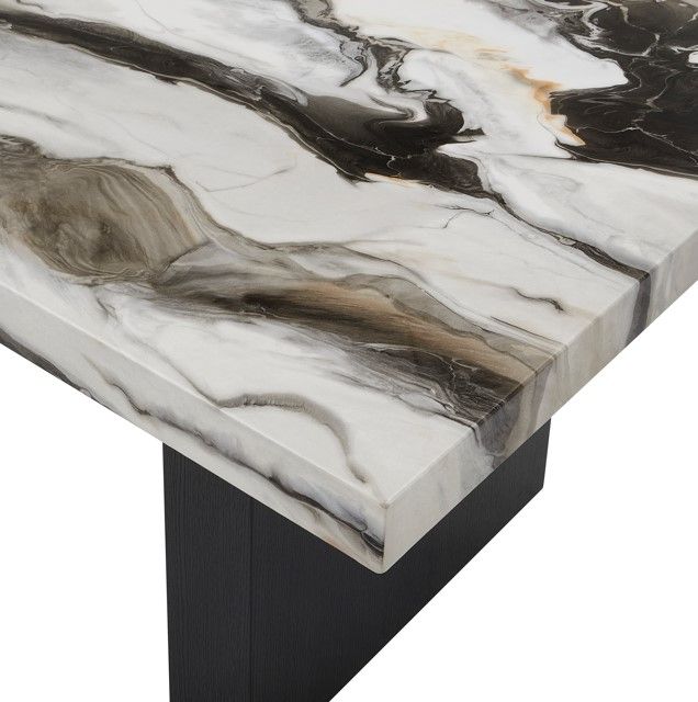 Crown Mark Vega Faux Marble Top Dining Table with Black Pedestal Base-4