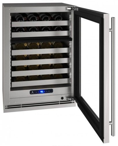 U-Line® 5 Class Stainless Steel 24" Dual Zone Reversible Hinge Wine Refrigerator-2