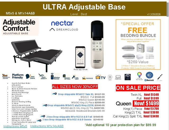 Sierra Sleep® By Ashley® Best Base Charcoal Gray Twin XL Adjustable Base with Lumbar and Audio-0