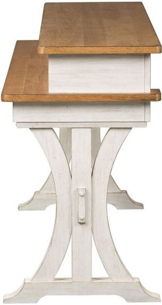 Liberty Furniture Farmhouse Reimagined Antique White Console Bar Table with Chestnut Top - Thumbnail 5