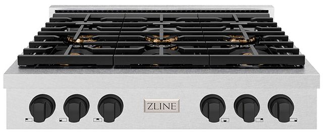 ZLINE Paramount 36" Satin Stainless Steel Gas Rangetop with Matte Black Accents-0