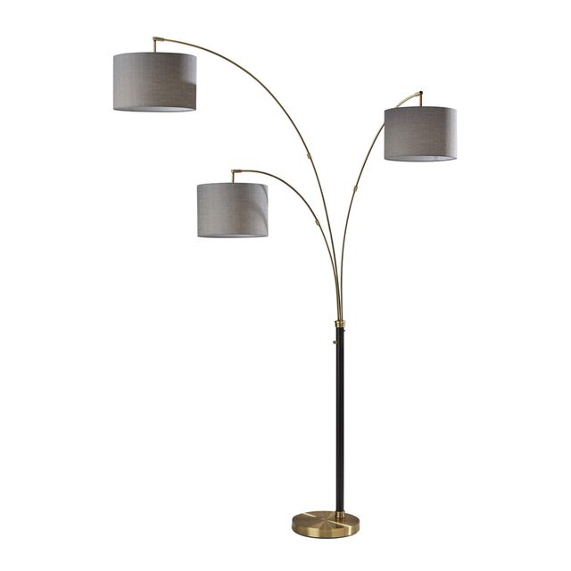 Adesso® Bergen Black/Antique Brass 3-Arm Arc Lamp-0
