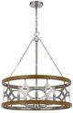 Cal® Lighting & Accessories Abingdon Brushed Steel/Oak Laser Cut Metal Chandelier-0