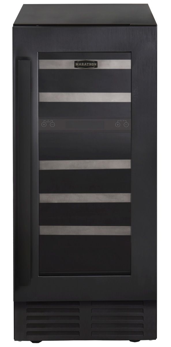 Marathon® 15" Black Stainless Steel Dual Zone Built-In Wine Cooler-0