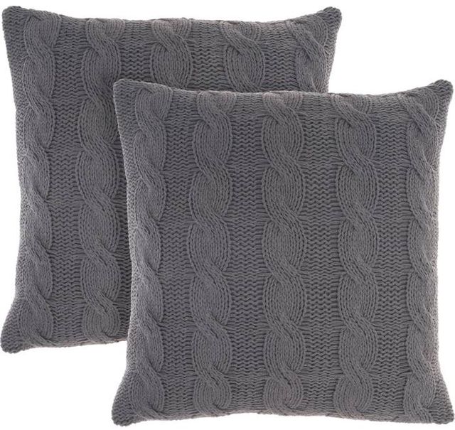 Nourison Home™ Lifestyle 2-Piece Charcoal Cotton Knitted Throw Pillows Set-0