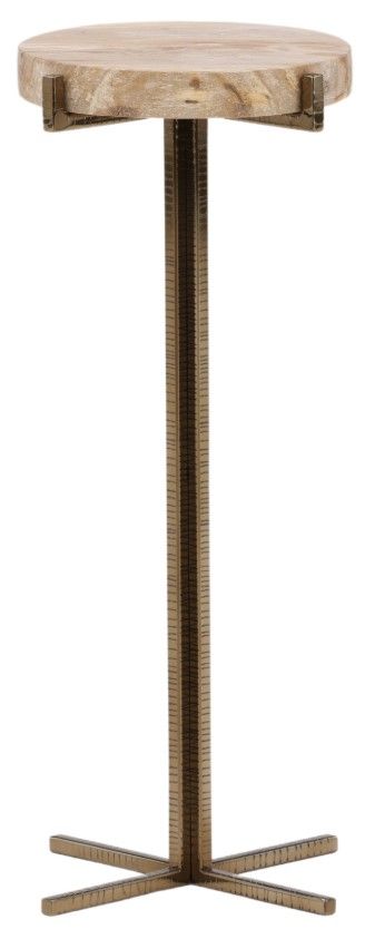 Dovetail Furniture Hesper Natural End Table with Brass Base-2