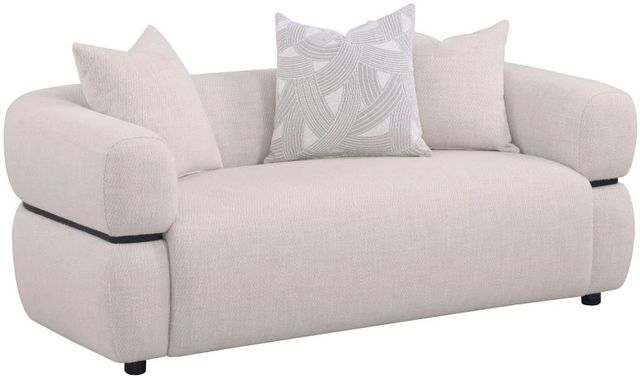 Coaster® Jeanette 73" Beige Upholstered Round Arm Loveseat-0