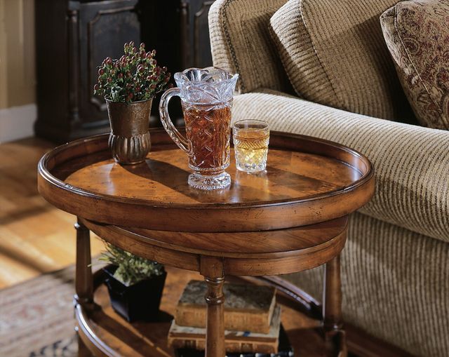 Hooker® Furniture Commerce and Market Mappa Burl Oval Accent Table-2