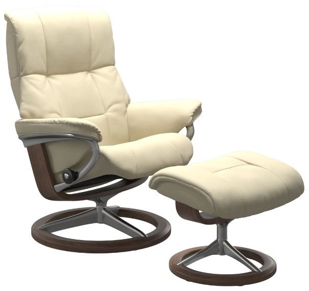 Stressless® by Ekornes® Customizable Mayfair Small Manual Recliner and Ottoman with Signature Base