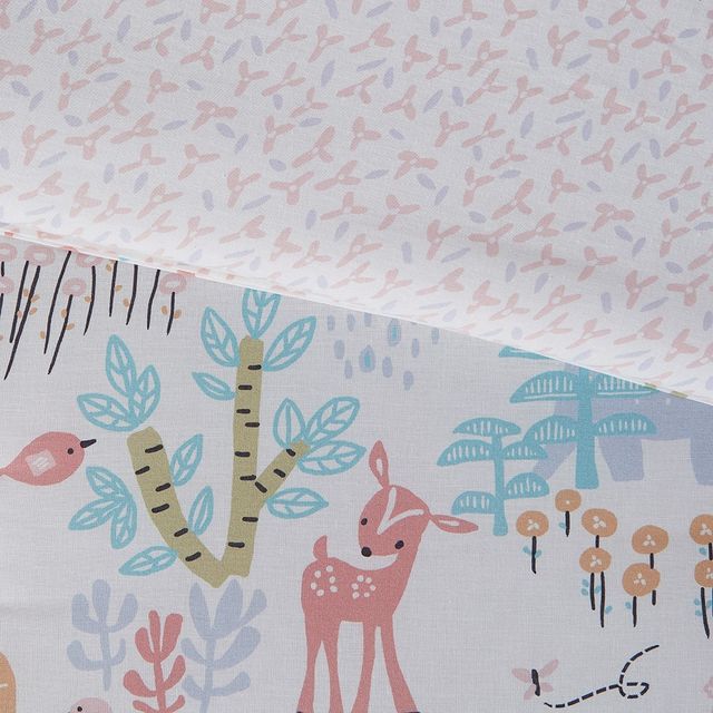 Olliix by Urban Habitat Kids Iris Blush Full/Queen Woodland  Animals Cotton Reversible Comforter Set-4
