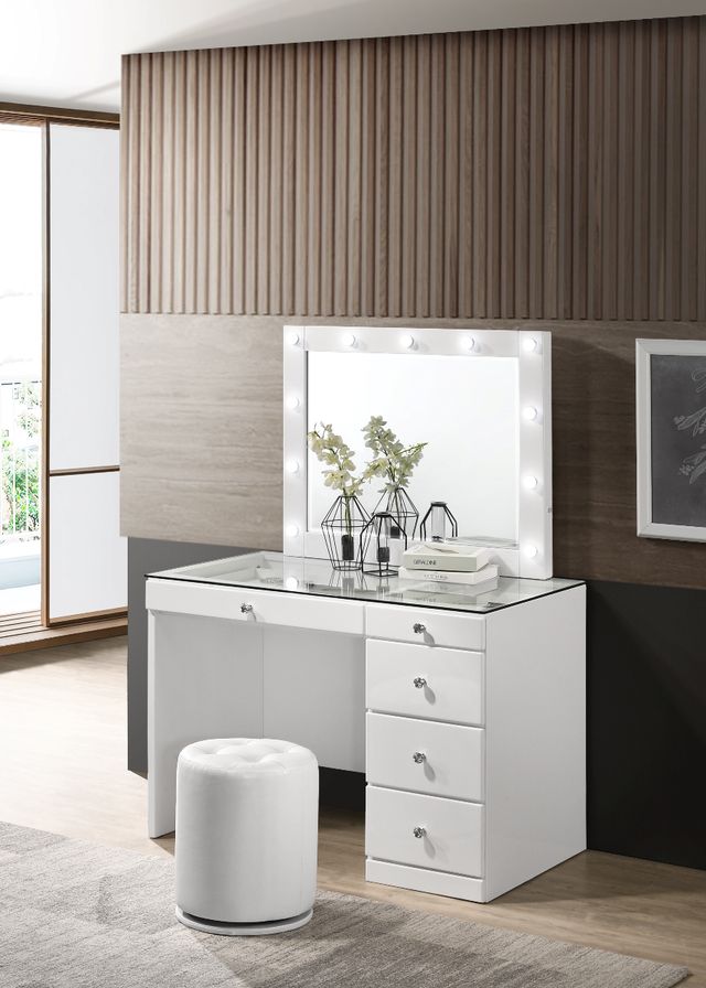 Crown Mark Morgan White Swivel Stool-1