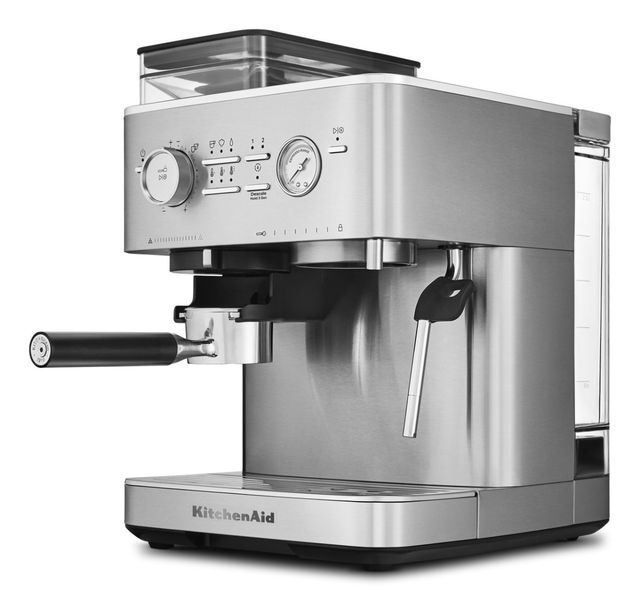 KitchenAid® Brushed Stainless Steel Semi Automatic Espresso Machine with Burr Grinder-2