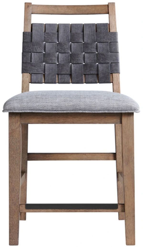 Intercon Oslo Gray/Weathered Chestnut Woven Back Stool-2