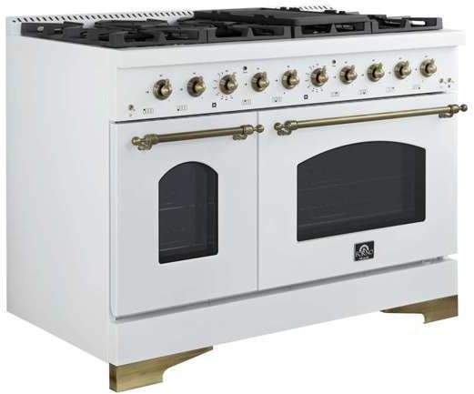 FORNO® Massimo Series Alta Qualita 48" White Pro Style Dual Fuel Range-1