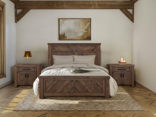 International Furniture Direct Dutton Brown Queen Panel Bed-1