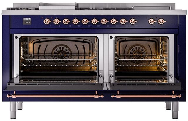 Ilve® Nostalgie II Series 60" Midnight Blue Pro Style Dual Fuel Range-1