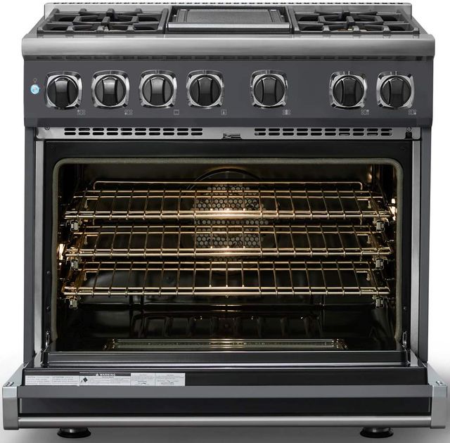 Viking® 7 Series 36" Cast Black Pro Style Dual Fuel Range with 12" Reversible Griddle-1