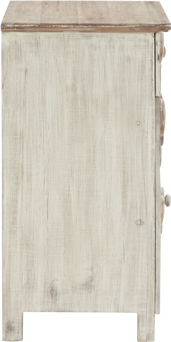 Powell® Caspian Weathered Natural Fish Side Table with Distressed White Wash Base-2