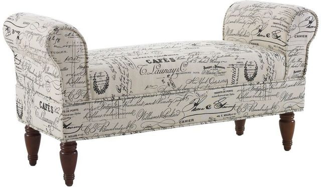 Linon Lillian Linen Accent Bench -0