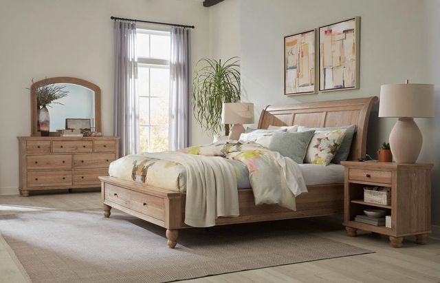 aspenhome® Cambridge Modern Khaki King Sleigh Storage Bed-1