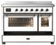 Ilve® Majestic III 48" White Pro Style Induction Range with Triple Glass Door and Burnished Trim-2