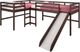 Donco Kids Dark Cappuccino L-Shape Youth Double Twin Tent Loft-0