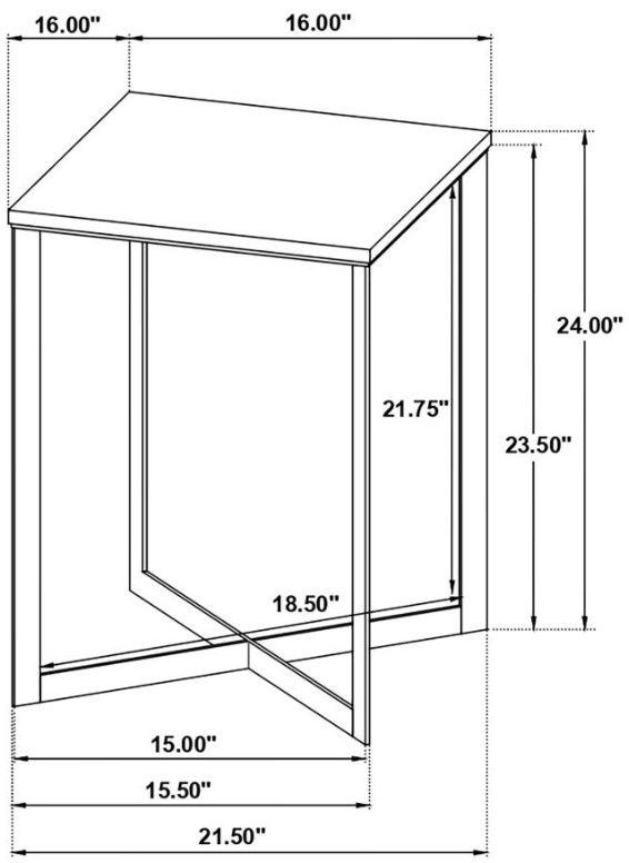 Coaster® Tobin White End Table with Black Base-3