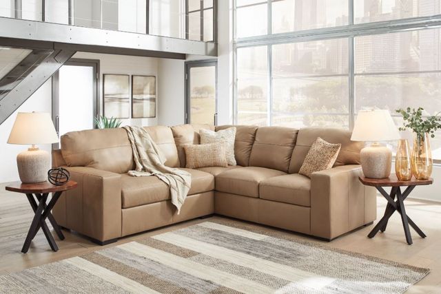 front view of the Signature Design by Ashley® Bandon 2-Piece Toffee Right Arm Facing Sectional