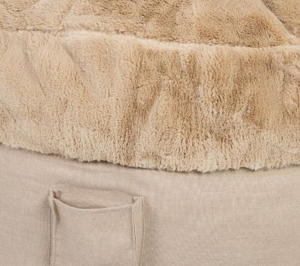 CordaRoy's® Nest Beige Bunny Fur Full Bean Bag Cover with Pillow-1