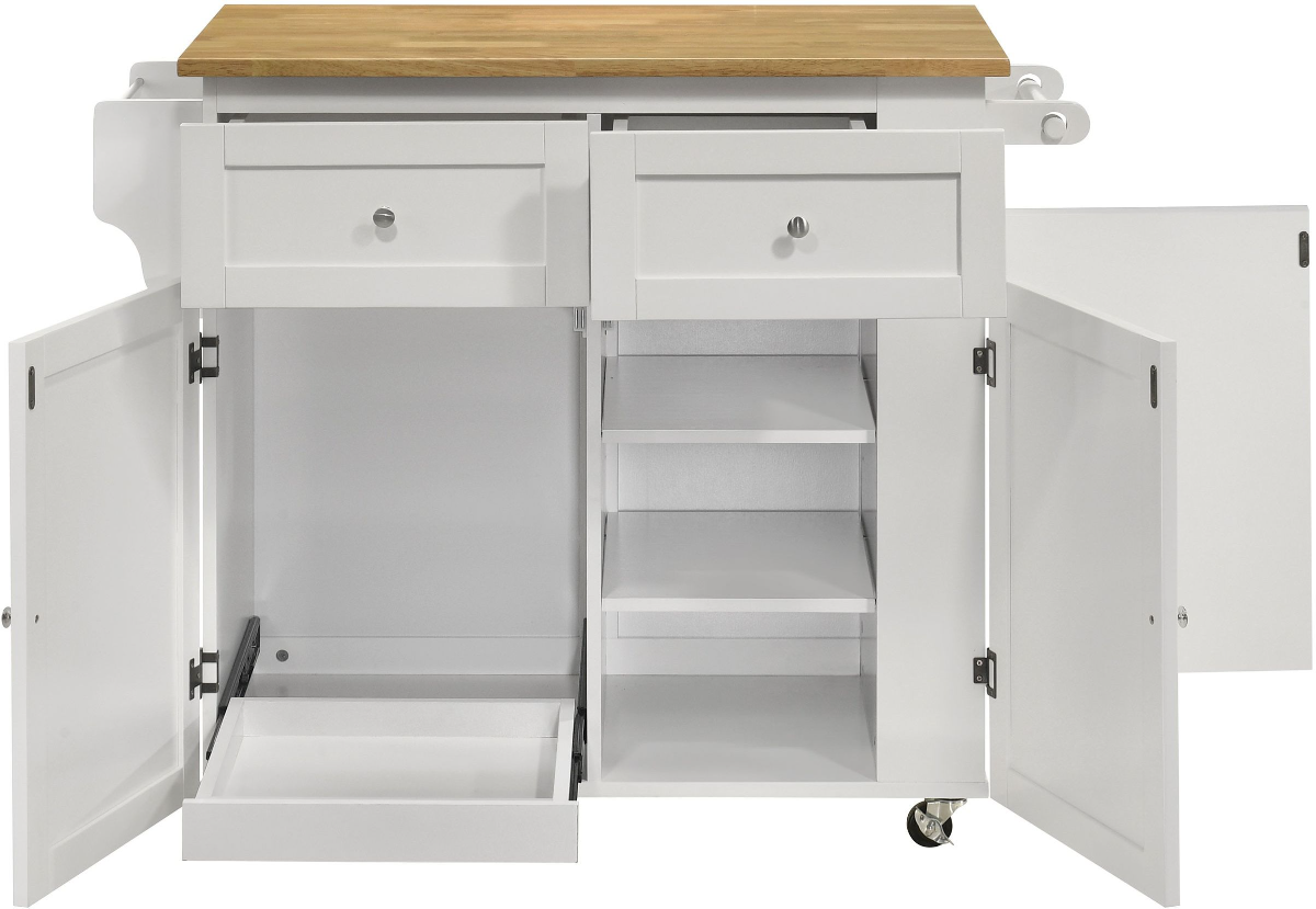 Coaster Jalen 3-Door Kitchen Cart with Casters - Thumbnail 4