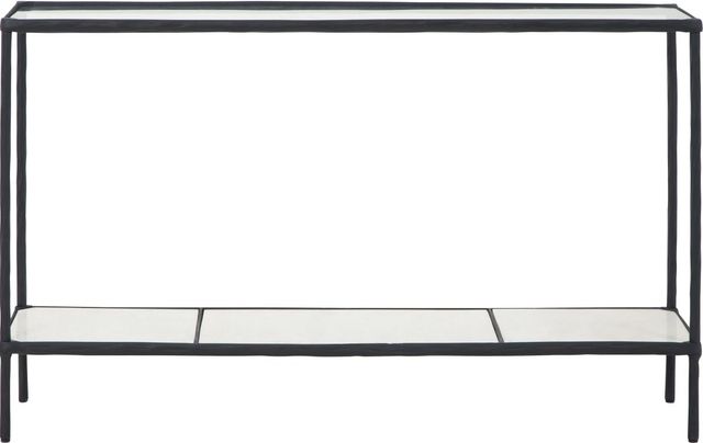 Signature Design by Ashley® Ryandale Glass Top Console Table with Antique Black Metal Base-1