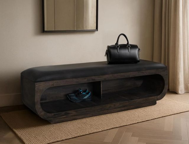 International Furniture Direct Balam Stained Dark Bench-1