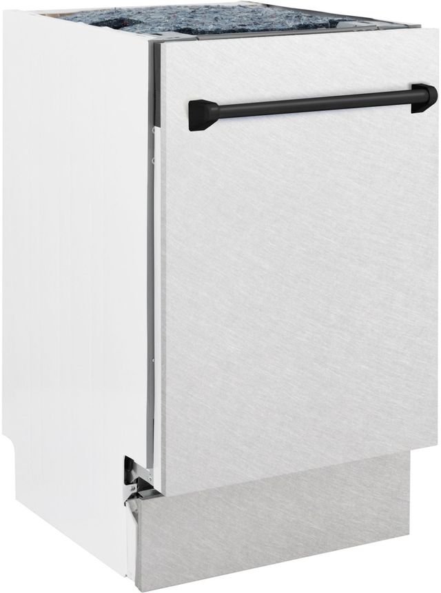 ZLINE Autograph Edition 18" Satin Stainless Steel Built In Dishwasher with Matte Black Handle-2