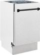 ZLINE Autograph Edition 18" Satin Stainless Steel Built In Dishwasher with Matte Black Handle-2