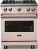 Viking® 5 Series 30" Blush Pro Style Gas (LP) Range with Brushed Brass Trim-4