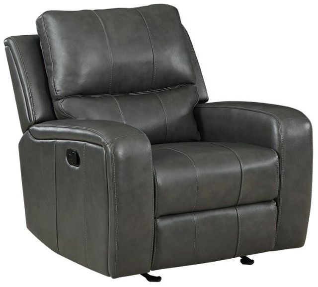 New Classic® Home Furnishings Linton Dark Gray Leather Manual Glider Recliner-0