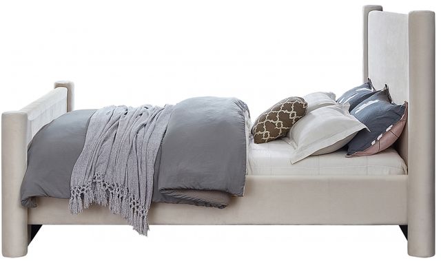 Meridian Furniture Elias Cream Velvet Full Upholstered Panel Bed-2