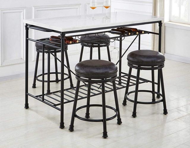 Steve Silver Co. Claire 5-Piece White Marble Kitchen Island Set-0